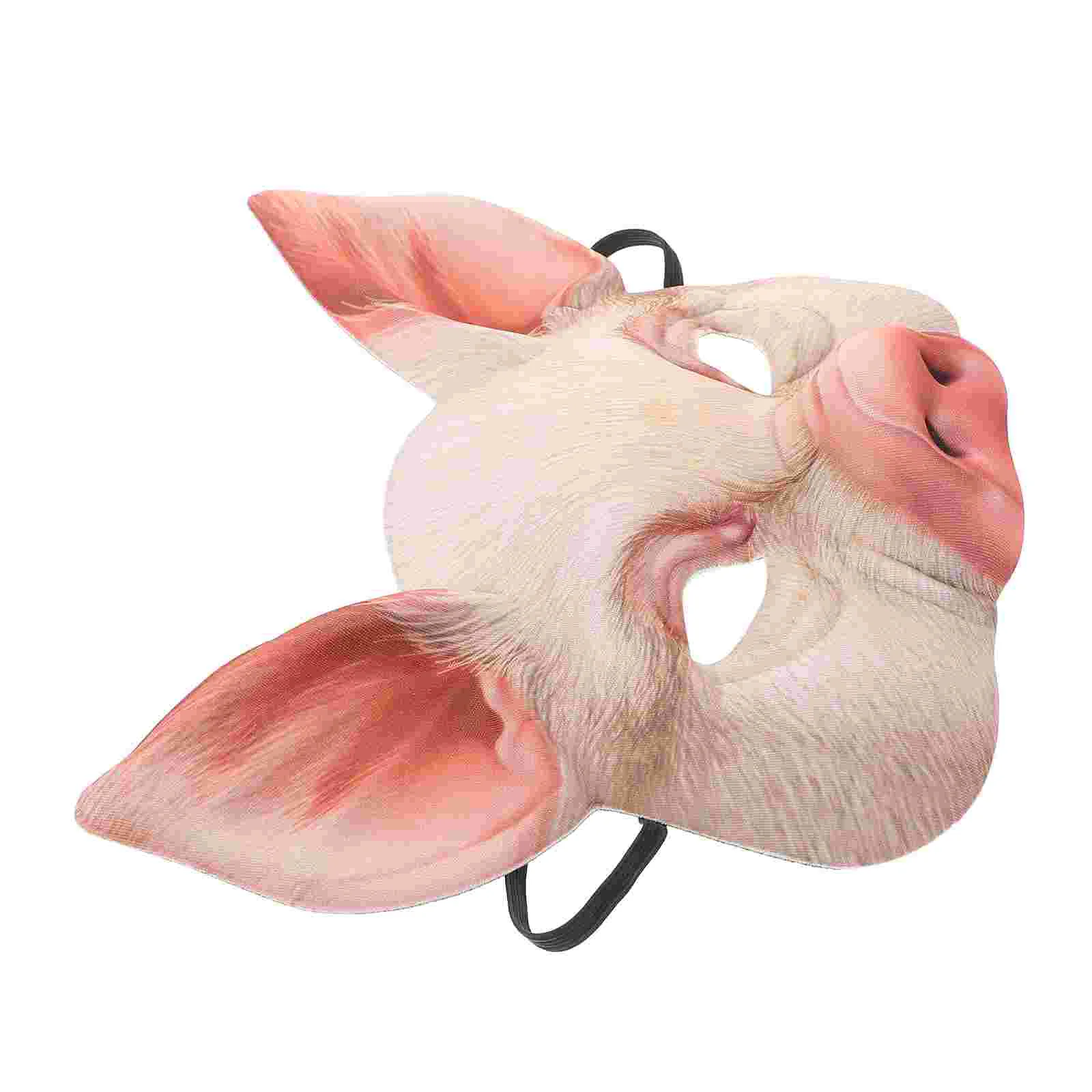 2 Pcs Pink Piggy Mask Masquerade for Children Shaped Half Face Ball Hairy
