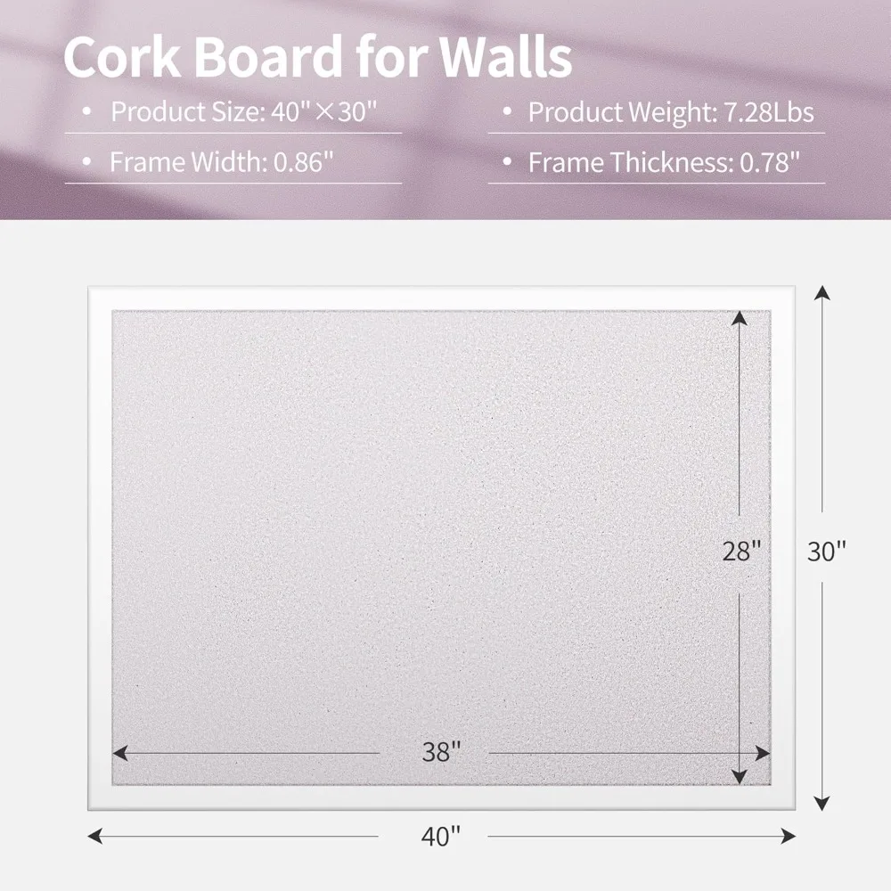 ORIENTOOLS 40" x 30" Framed Cork Board for Walls, 2 Pack Bulletin Board with 10 Push Color Pins, Hanging Pin Board, Decorative