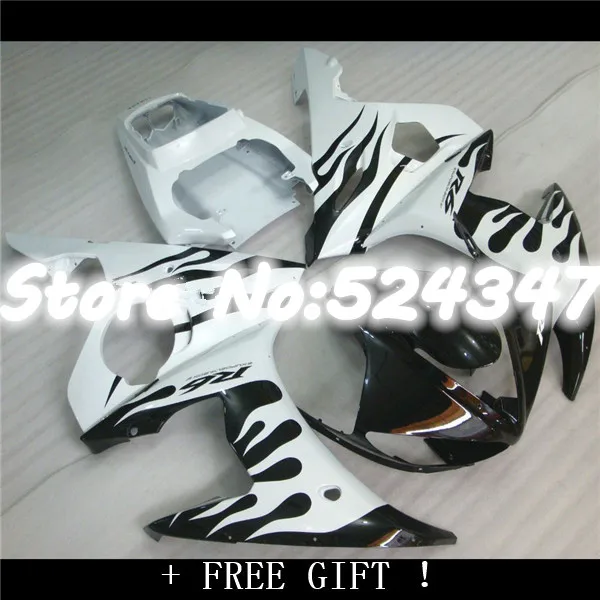 

YZF R6 fairing for YZF R6 2003 2004 2005 YZF-R6 YZFR6 03 04 05 fairing kits black white flame for Yamaha-Nn