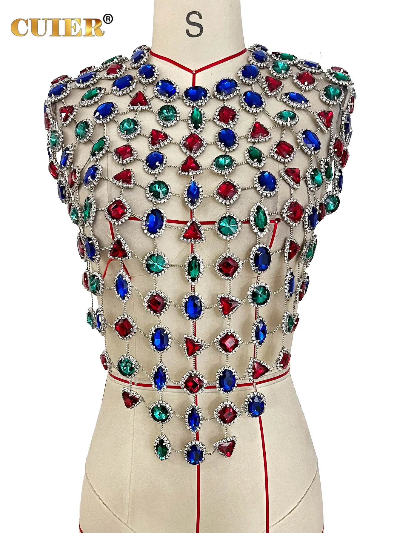 CUIER Colored geometric gemstone Sexy Rhinestones Tops for Women Boy ...