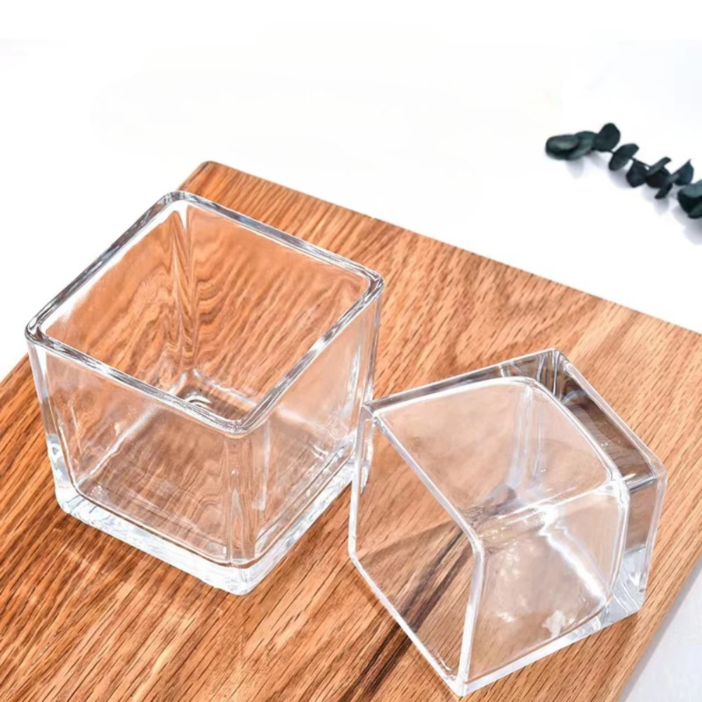 Geometry Square Candlestick Incense Making Candles Jar Supplies Transparent Glass Home Bedroom Desktop Decor DIY Tea Cup Gifts candle holders