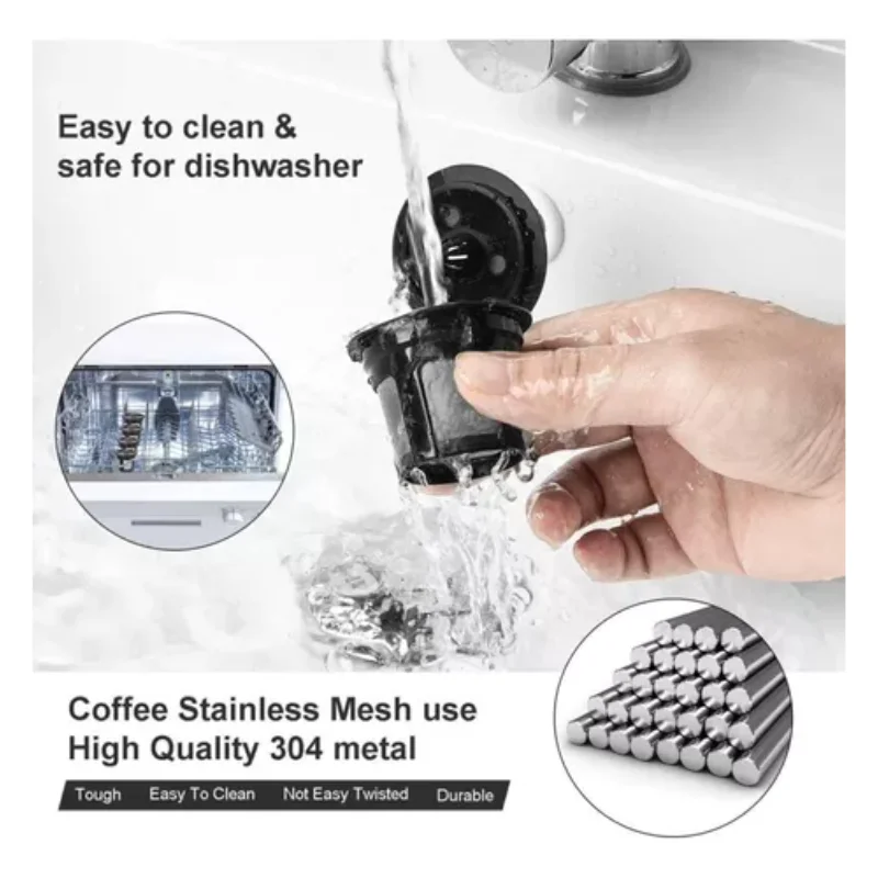 5 Reusable Coffee Cups & Capsules + Steel Funnel & Accessories Set