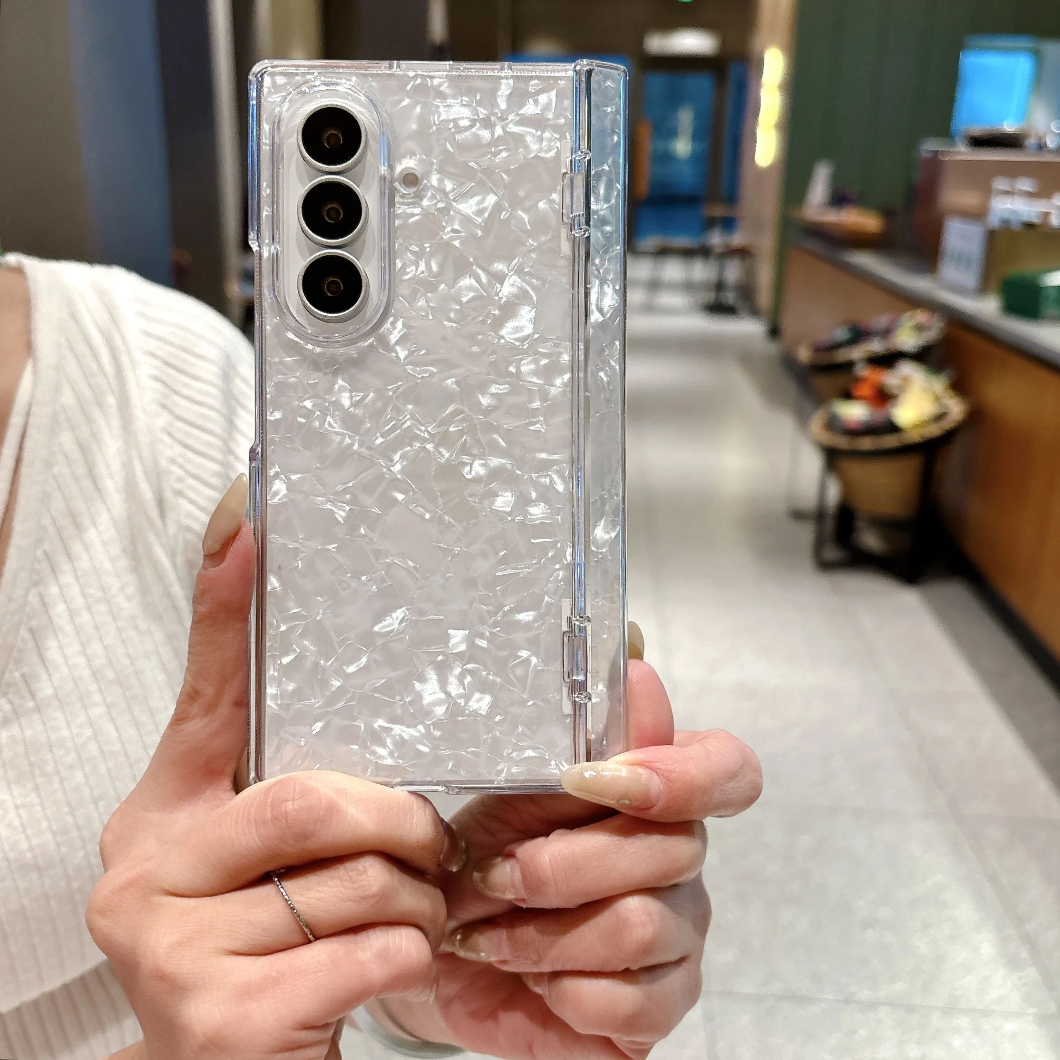 Glitter Dream Shell Phone Case with Spring Hinge Protection