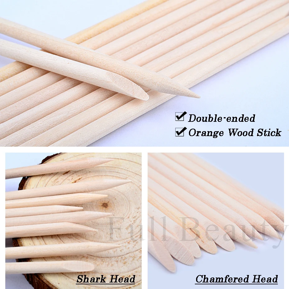 50/100pcs Orange Wood Sticks for Nail Cuticle Pusher Cuticle Remove Tool Forks for Nails Dead Skin Manicure Wooden Tool Supplies