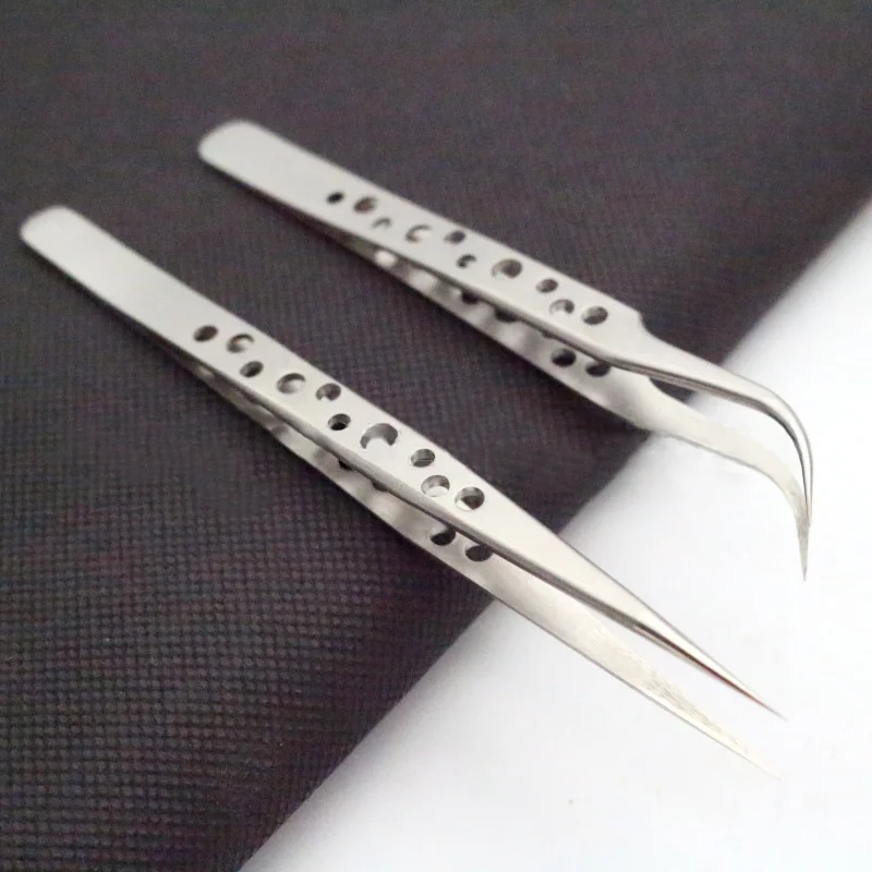 Precision Tweezers Stainless Steel Nine Hole Fine Texture for Mobile Phone Watch Repair
