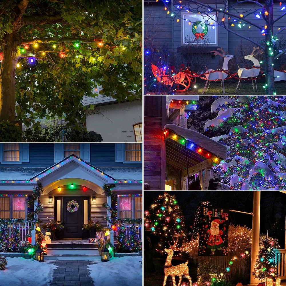 Christmas Outdoor String Lights 25ft 65ft Plastic C7 Colored Shatterproof Sfa4b0a8e96f44e9baf27a70397adcc7bm