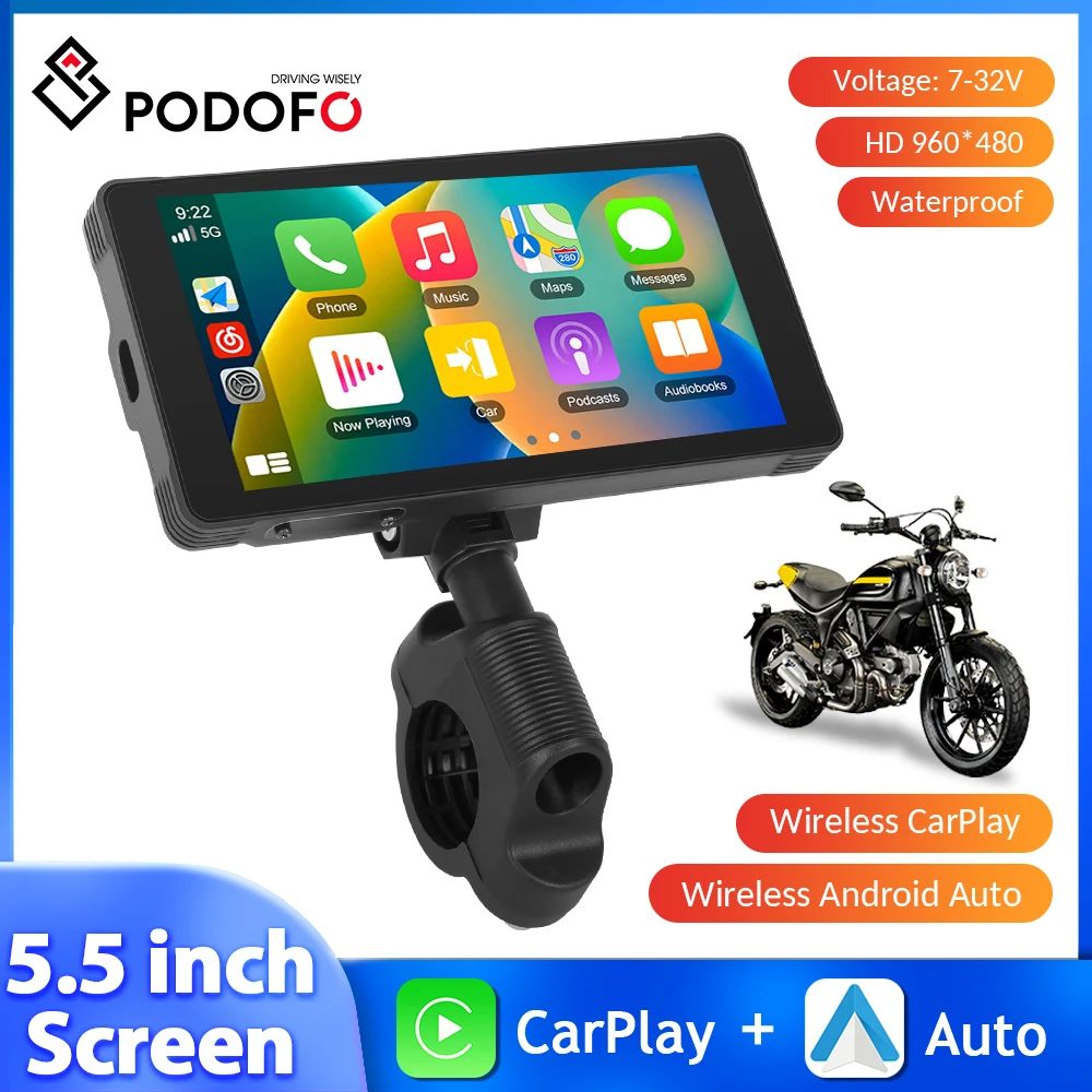 Podofo55inchWaterproofIP67MotorcycleCarplayMotorcycleMonitor