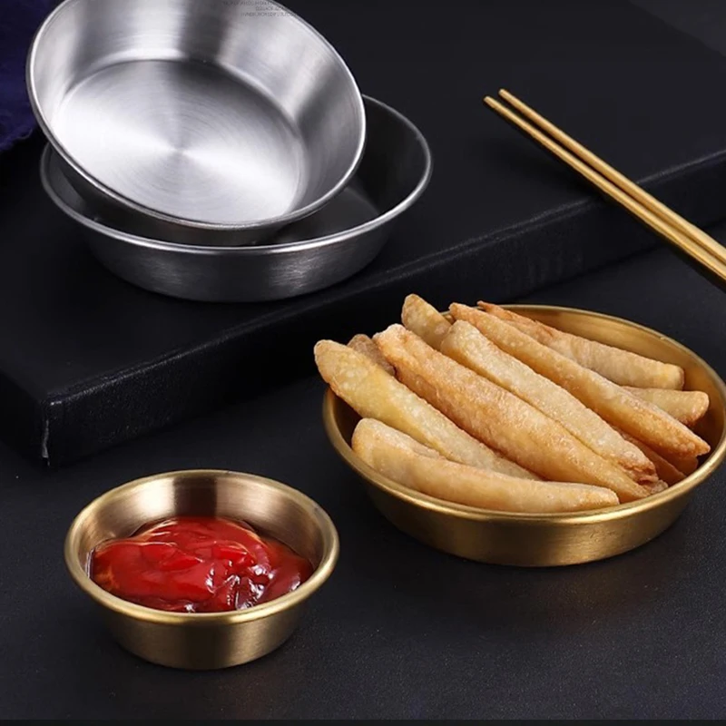 304 Stainless Steel Sauce Dishes Condiment Saucer Barbecue Restaurant Western Restaurant Salad Small Bowl Fries Ketchup Saucer