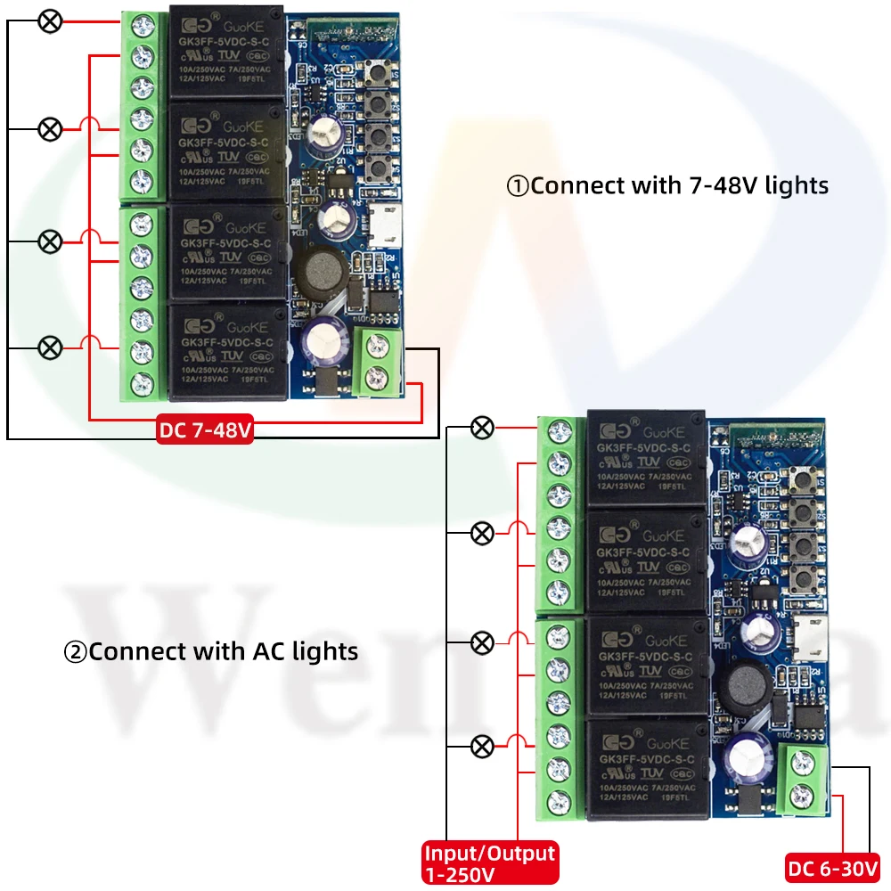 EWelink Smart Switch WiFi RF DC 6V 12V 24V 48V 4 CH Relay Receiver for Garage Control/Light,Timing Module,work with Alexa/Google