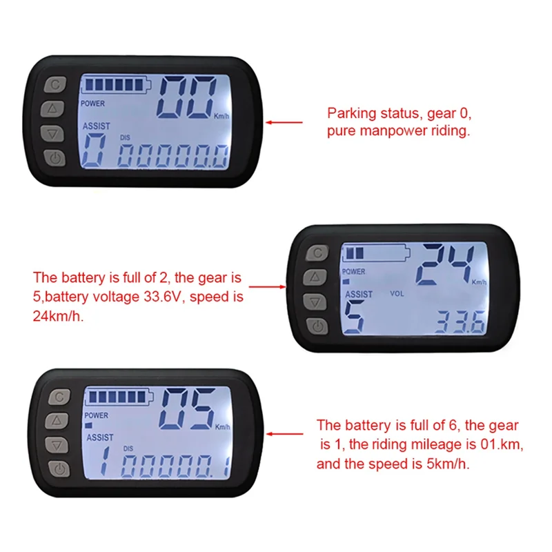 Display LCD Per E-bike 24V/36V/48V - Mini Conta Km Elettrico - IP65 - Nuovo 2024