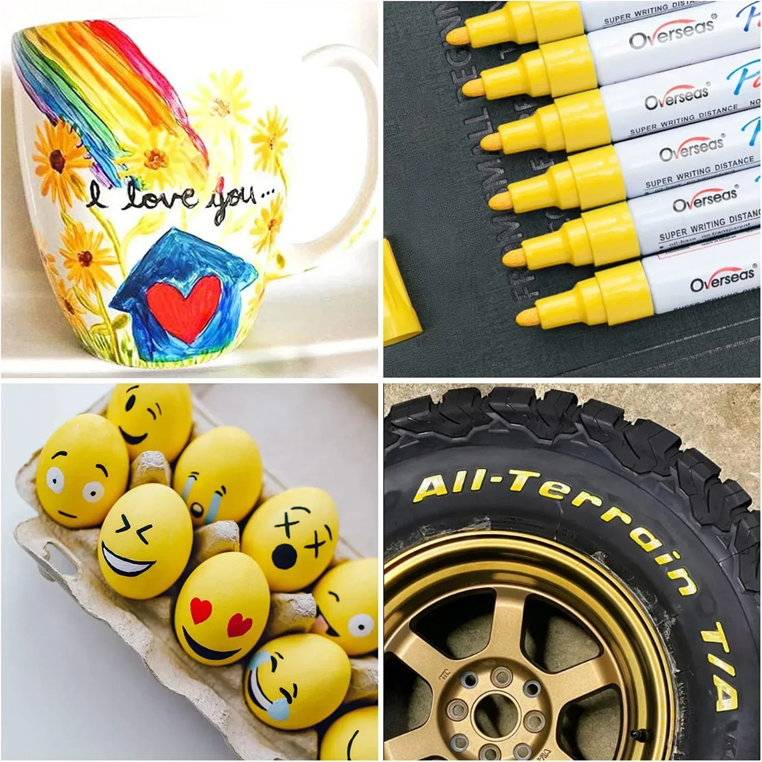 Yellow Paint Markers Pens 12 pcs Permanent Oil Based Paint Pen, 2.0mm Medium Tip, Quick Dry and Waterproof Marker for Rock,Wood