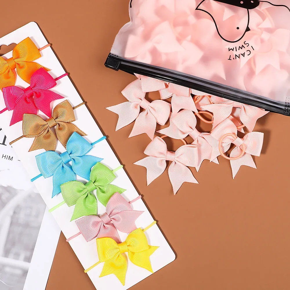 10 Stück/Set Ripsband-Haarschleifen Elastische Haarbänder Haarhalter Haaraccessoires für Babymädchen und Kleinkinder