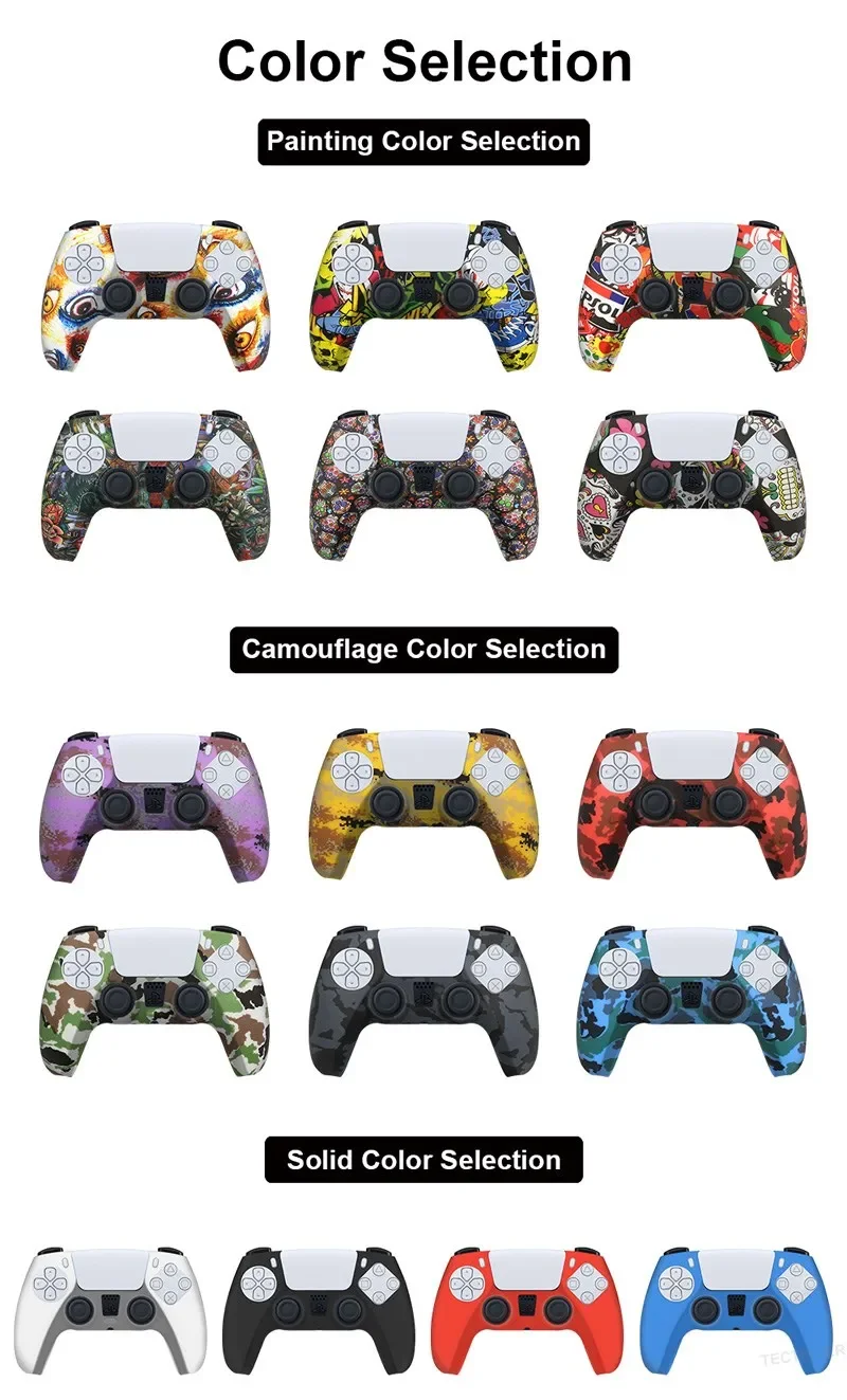 Étui de protection en silicone pour manette de jeu PS5 : revêtement en caoutchouc, protection pour joysticks et grips._voghion.com
