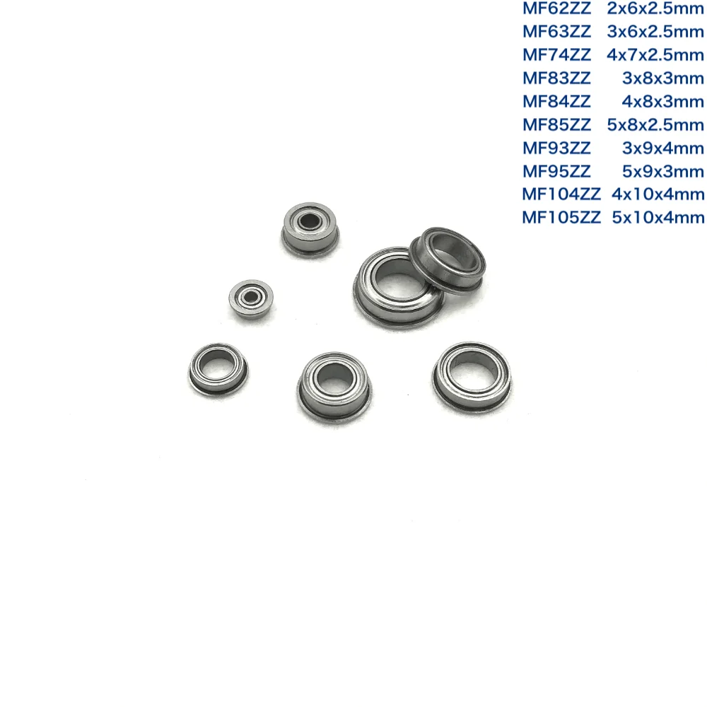 15pcs/Lot MF62ZZ,MF63ZZ,MF74ZZ,MF83ZZ,MF84ZZ,MF85ZZ,MF95ZZ,MF104ZZ,MF105ZZ Thin Wall Deep Groove Ball Miniature Flange Bearing