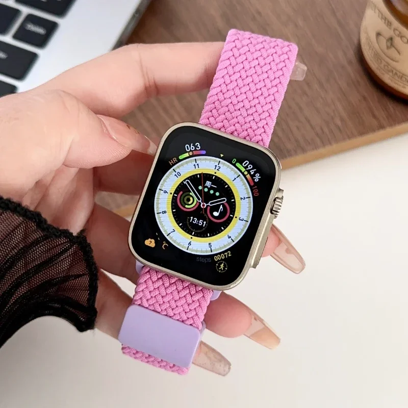 

Nylon Braided Band For Apple Watch Ultra2 49mm 44mm 41mm Solo Loop Magnetic Strap For iWatch 9 8SE 5 4 6 3 Bracelet 40mm 45mm