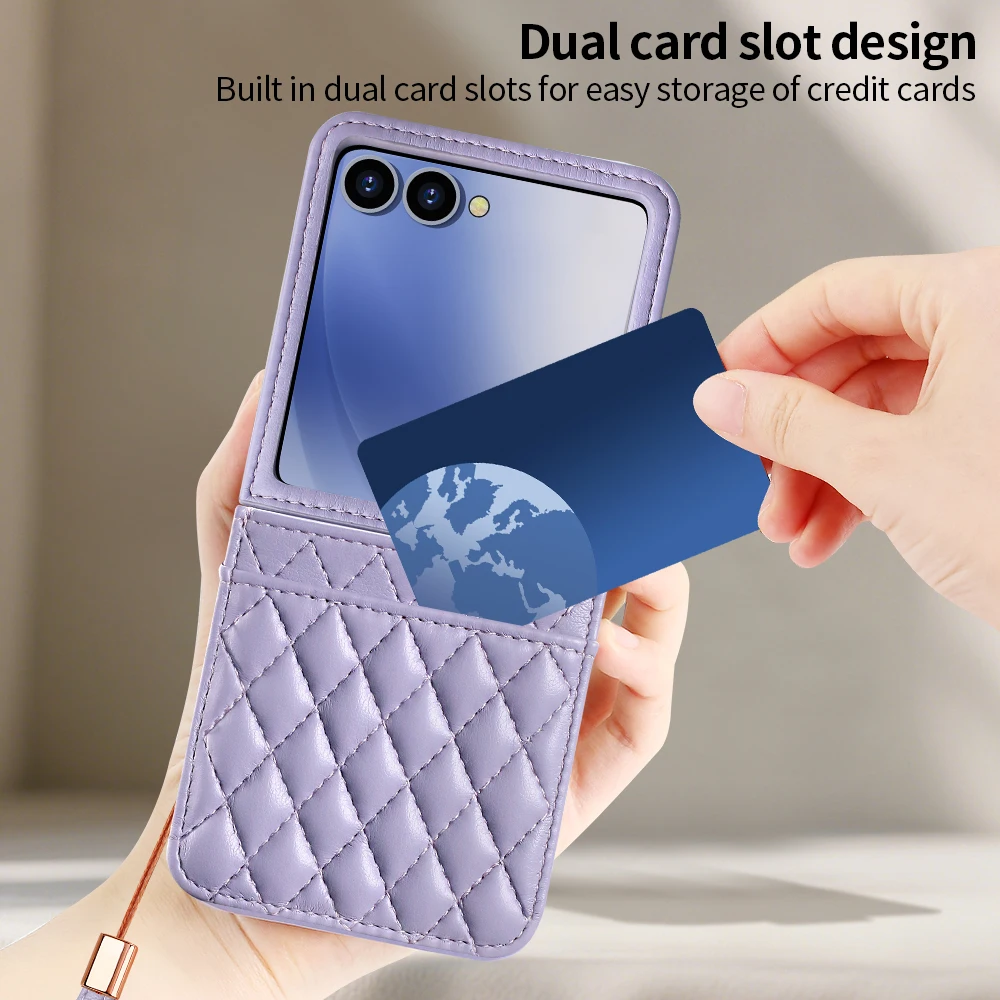 Stylish Phone Case with Card Slot, Telescopic Hinge Protection & Wrist Strap