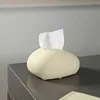 Creative Pebble Shape Ceramic Tissue Box Living Room Ornament Extractable Napkin Box Round Tissue Storage Tube Home Decoration 2