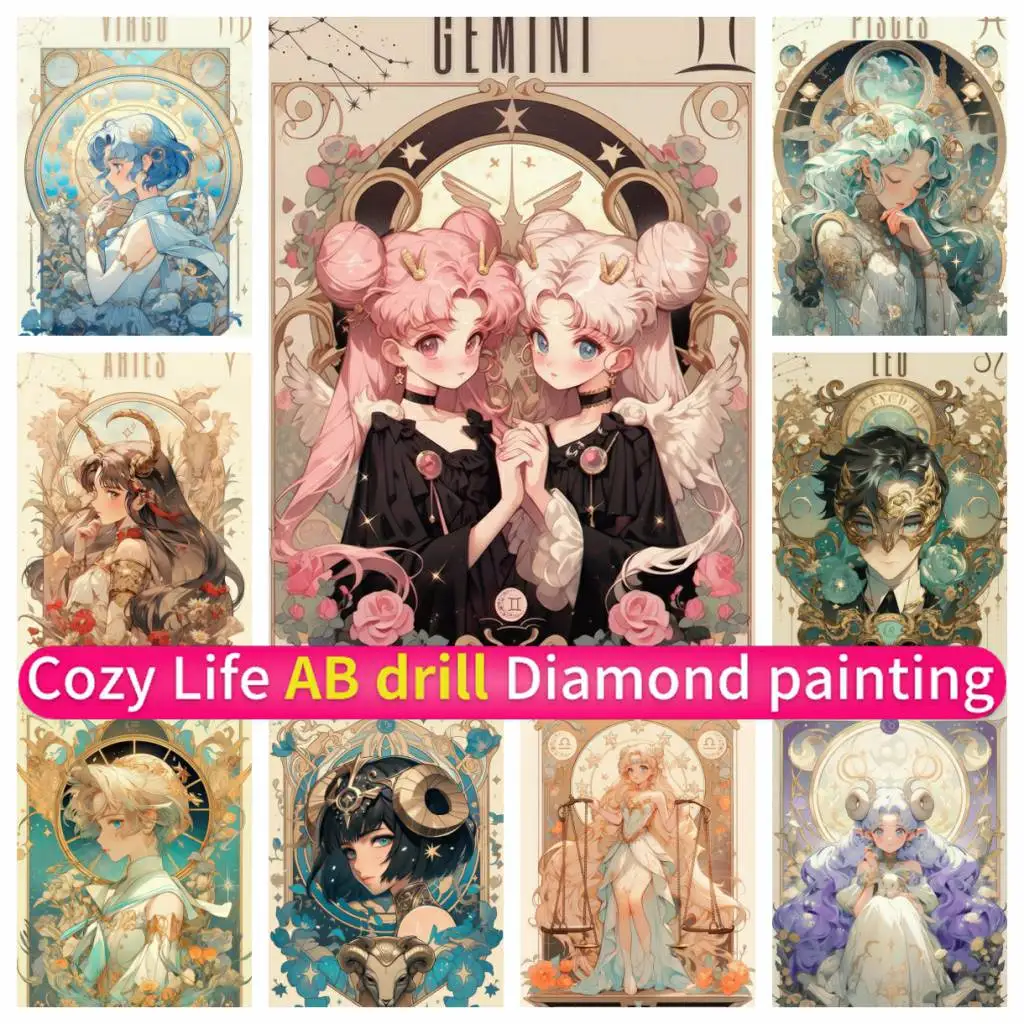 

Zodiac Fairy 12 Signs Gemini Sagittarius AB Diamond Painting Mosaic Art DIY 5D Handmade Full Drill Round Square Embroidery