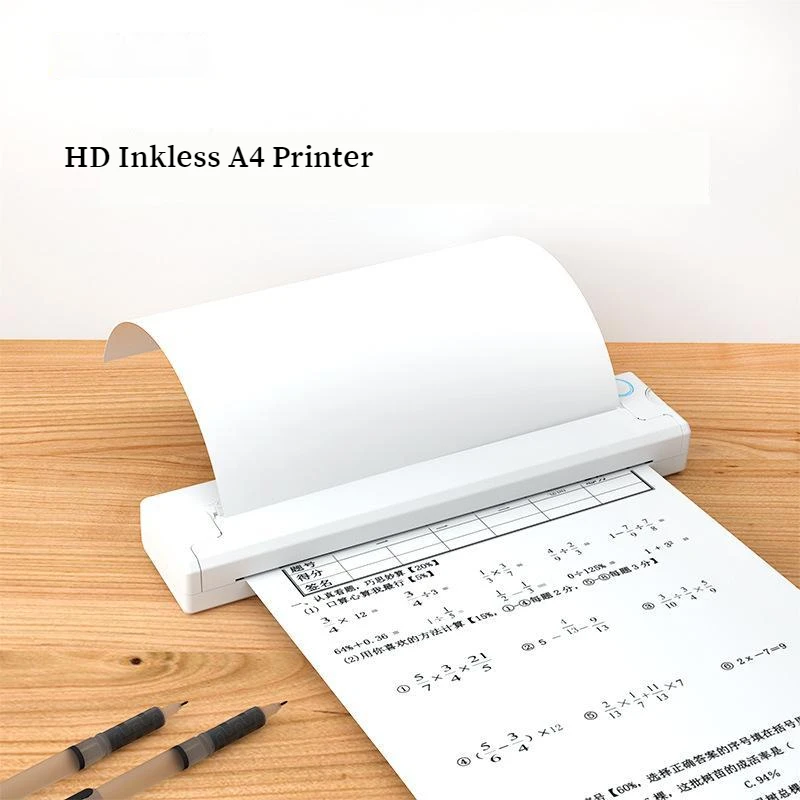 

A4 Paper Printer Convenient Pocket Ink-free Text Photo Student Thermal Printer Portable Printer