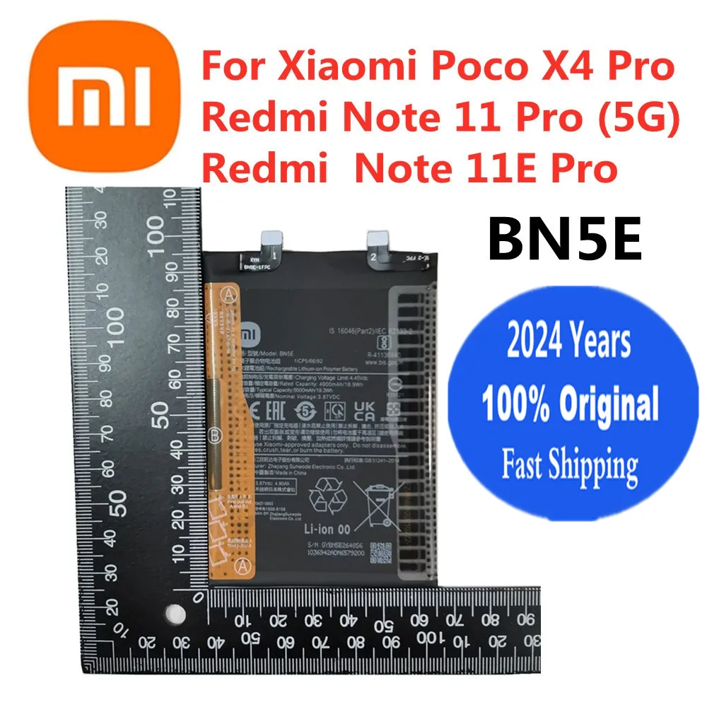 

2024 Years Original BN5E Battery For Xiaomi Redmi Note 11 pro / 11E Pro Mi POCO X4 Pro 5G Phone Battery Bateria 5000mAh + Tools