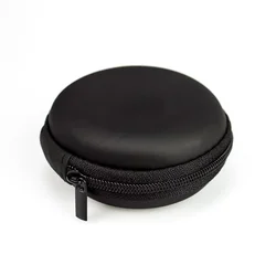 Compact PU Leather Earphone and Accessories Storage Case (Black)