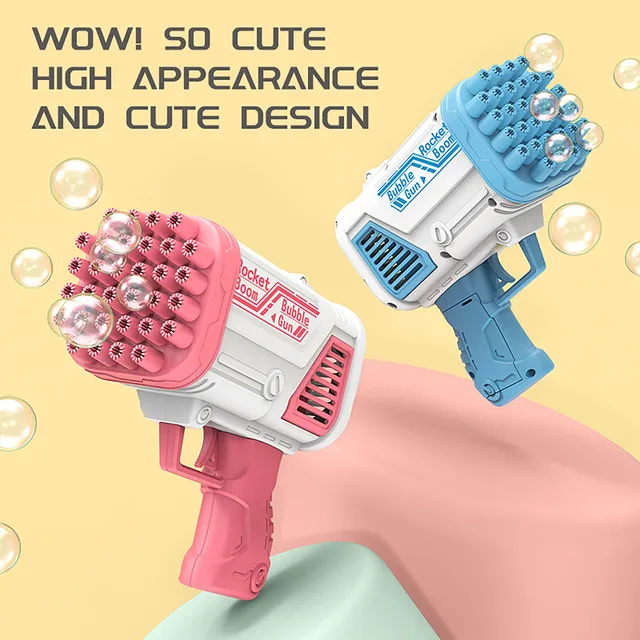 Kids Bazooka Bubble Machine 32 Holes Gatling Electric Soap Bubble Macking Toys for Outdoor Summer Children Boys Girls Bath Toys 6