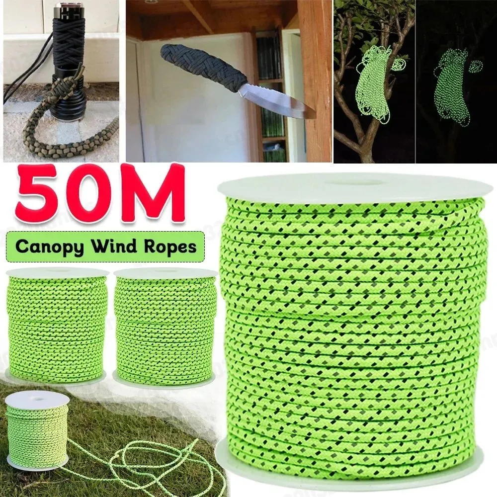 Reflective Wear-Resistant Outdoor Paracord Rope for Survival and Mountaineering - 2.5mm, 50M