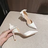 2022 New Solid Color Fashion Design Stiletto Bow Hollow Women's Wedding Shoes Women's Exquisite Shallow Mouth Satin High Heels 4
