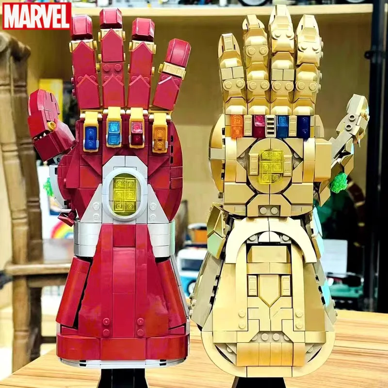 675 + Pz + Marvel Blocks Mattoni Nano Gauntlet Thanos Infinity Gauntlet Guanti Da Costruzione Plastica Ferro Uomo Modello Fai Da Te Puzzle Giocattolo 