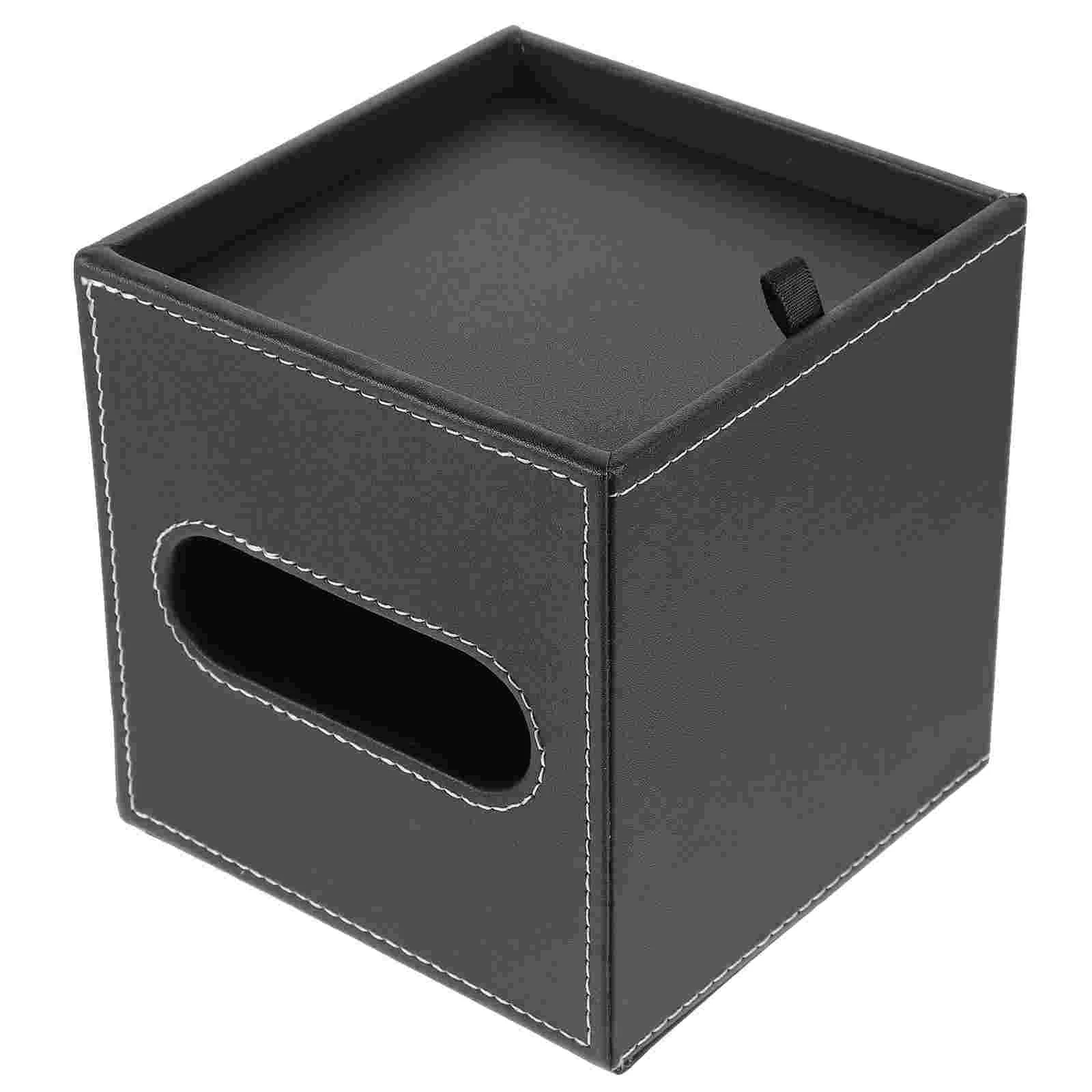 

Tissue Box Cover PU Tissue Box Holder Bathroom Countertop Roll Paper Holder Organizer