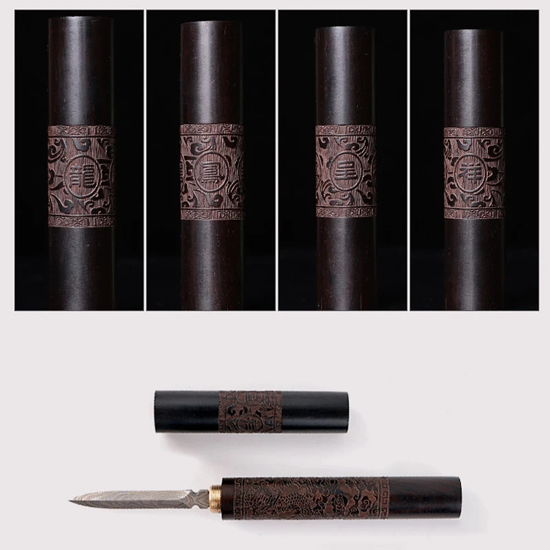 Stainless Steel Ebony Pu'Er Tea Cutting Needle Knife Solid Wood Set tea cutter tea needle set