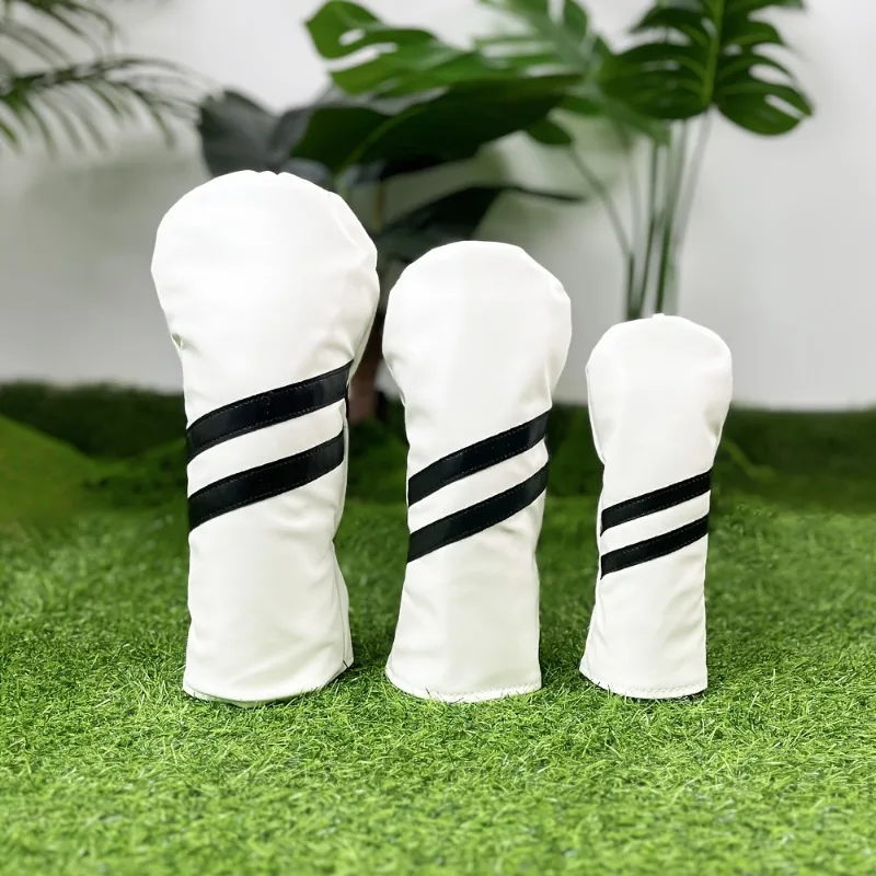 3pcs Waterproof Striped Golf Headcovers - Durable Protection For Your Clubs 3
