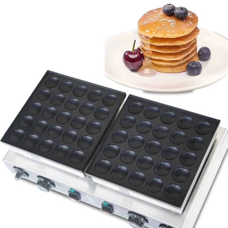 Mini máquina para hacer panqueques holandeses – Mini máquina comercial de  poffertjes Dorayaki, plancha eléctrica de 25 piezas con platos