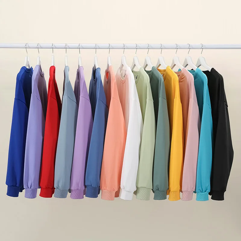 

9.17oz 260 Grams Round Neck Pullover Sweater Men Solid Color Long Sleeve Sweatshirts Streetwear for Autumn