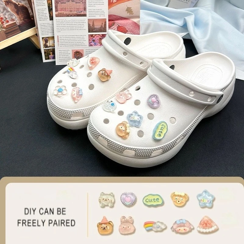 รูปสินค้า ชุดตกแต่งรองเท้า DIY 3D น่ารัก สายรุ้ง หมี