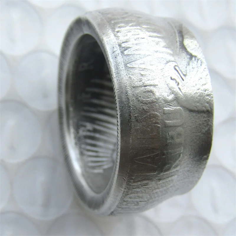 

US Peace Silver Dollar Coin Ring Silver Plated Handmade In Sizes 8-16