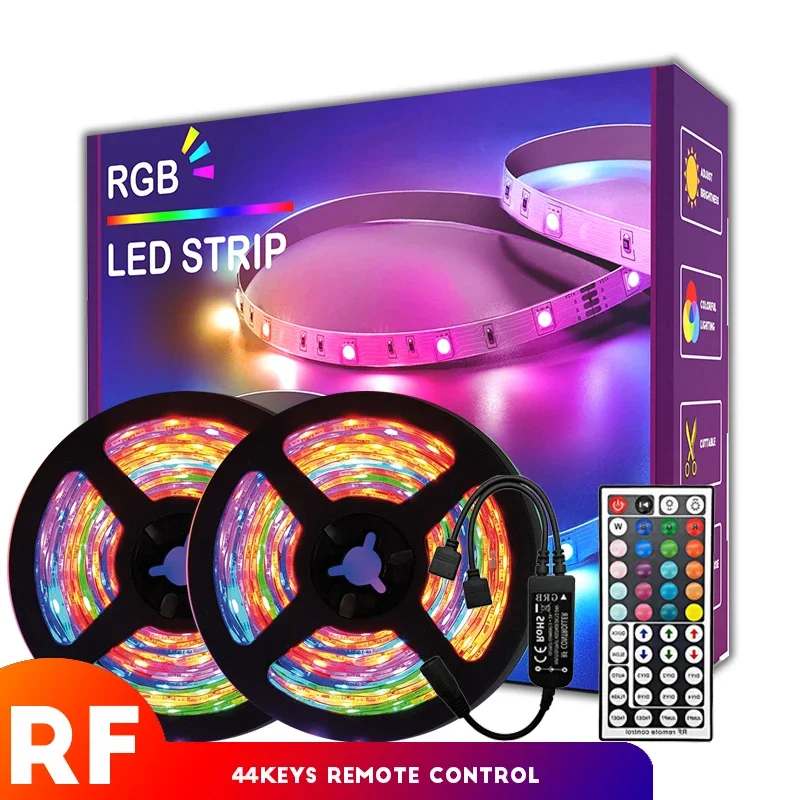 30m/98.4ft RGB LED Strip Lights Color Changing Light Bar with RF 44Keys Remote Control 24V Color Changing Flexible Tape for Room