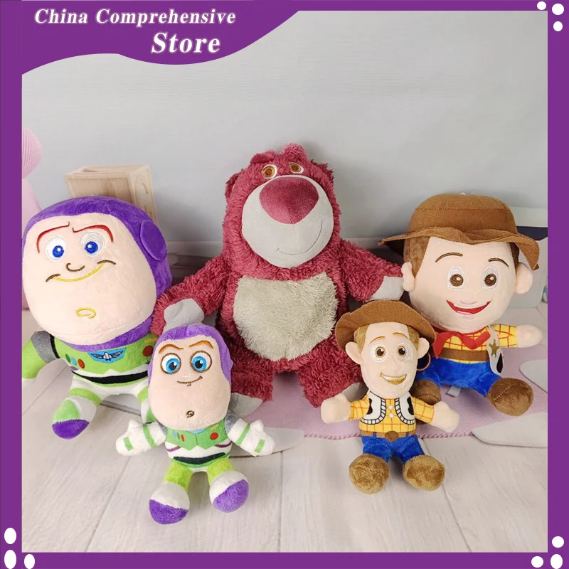 12/25cm Disney Toy Story Woody Buzz Lightyear Lotso Q-Version Plush Toy Backpack Pendant Children'S Hug Pillows Gift Decoration