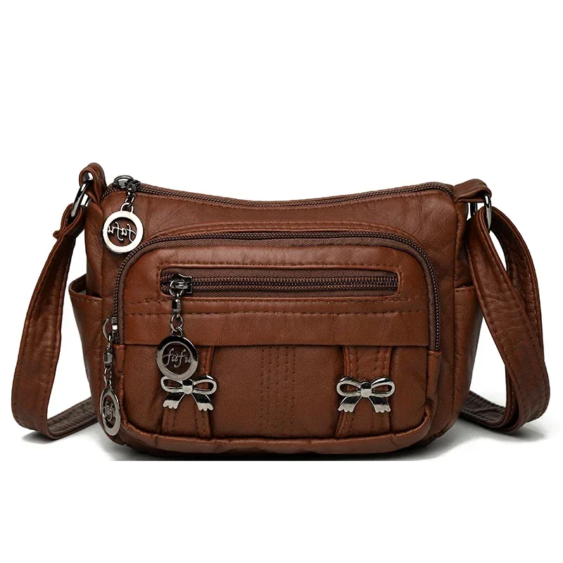thumbnail image 1 of Bolsos de hombro de cuero suave con múltiples bolsillos, bolsos de mano para mujer, bolsos de diseñador, bolsos cruzados casuales para mujer, bolsos principales, 1 of 5