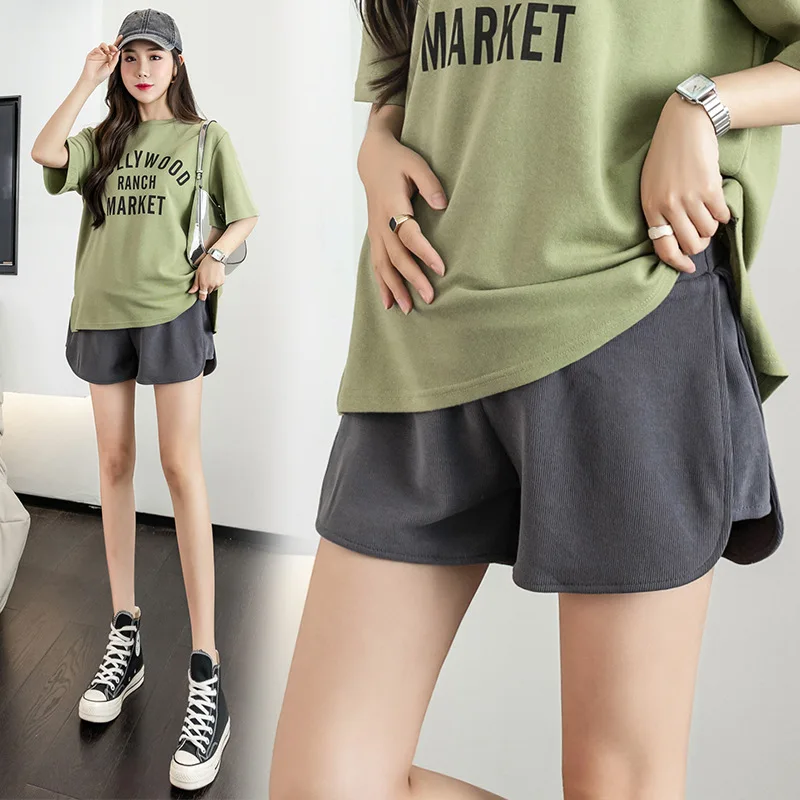 

2024 Summer Low Waist Maternity Shorts Casual Pregnancy Short Pants Solid Color Irregular Pregnant Woman Wide Legs Shorts Thin