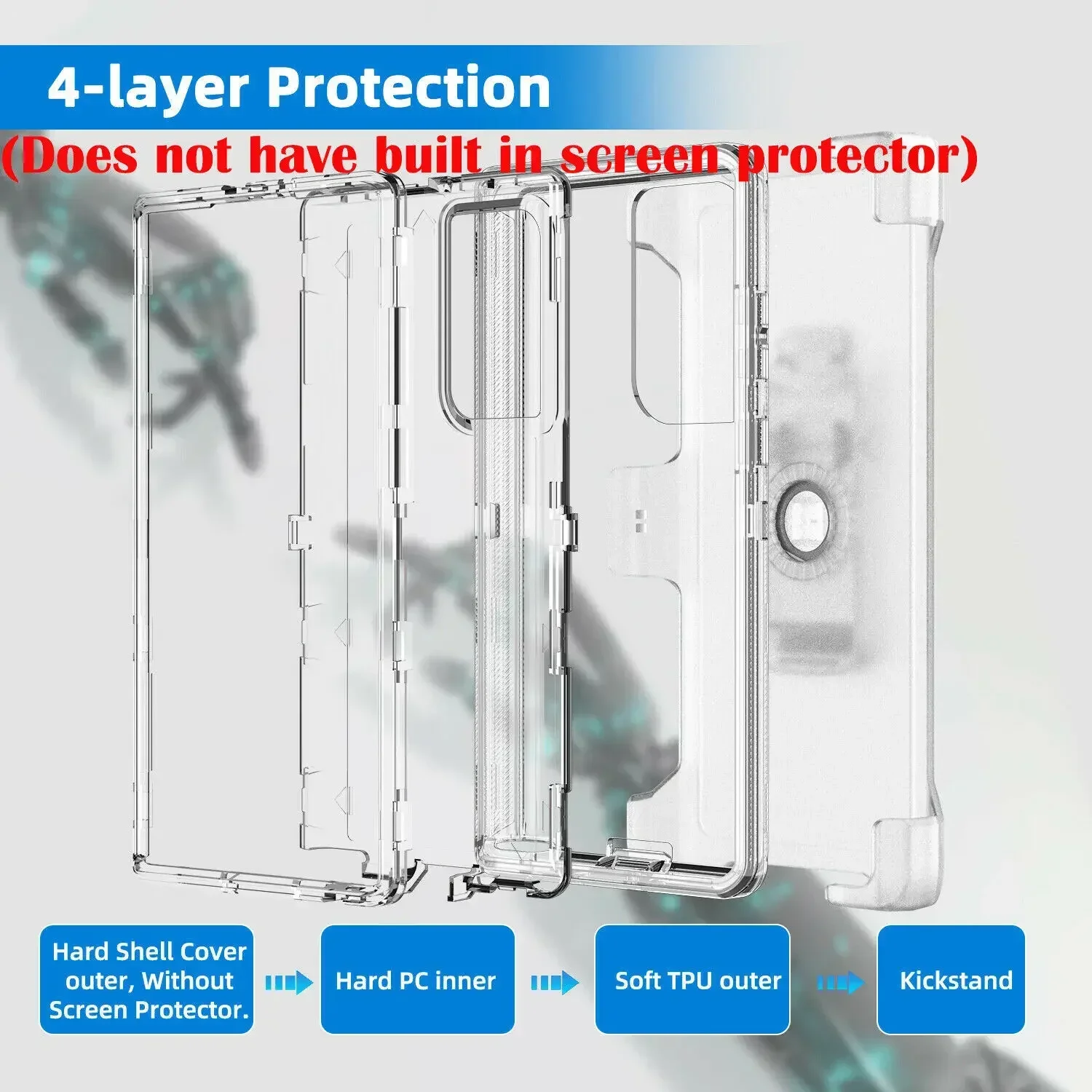 Luxury Armor Clear Shockproof Protective Case with Clip