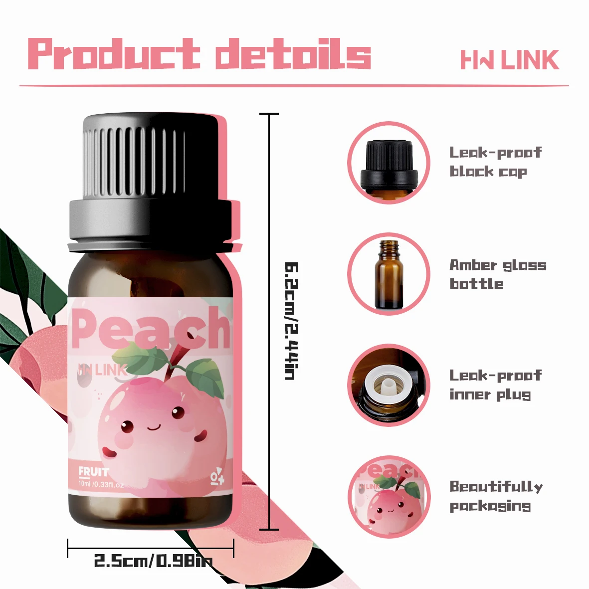 Essential Oils Peach Perfume Makeup 10ml For Candle, Soap Making, Aromatherapy, Diffusers, Home Care,Skincare Gift_voghion.com