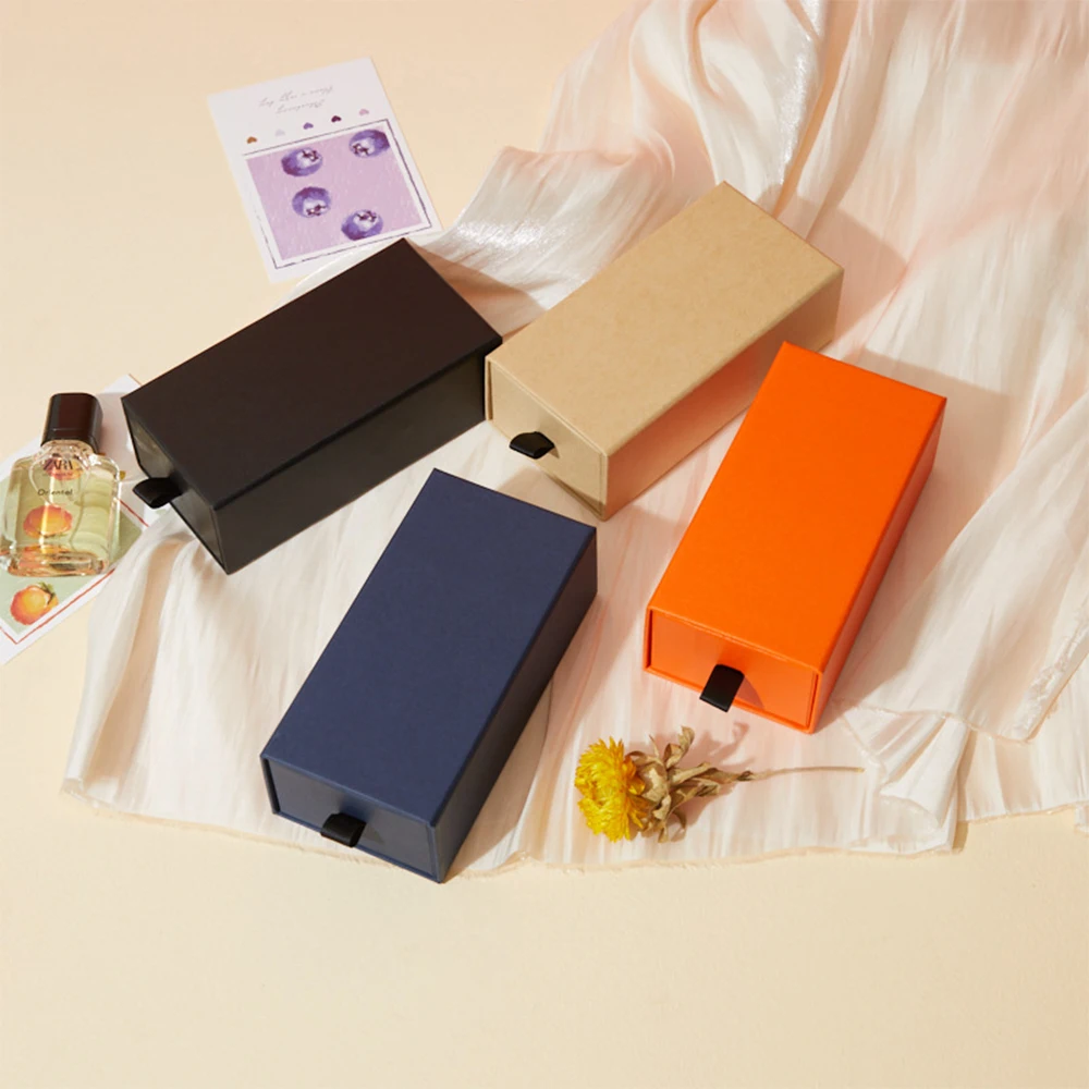 5pcs/lot Drawer Type Glasses Packing Box Black Hand Gift Boxes Perfume Lipstick Present Slide Box Case Business Card Package