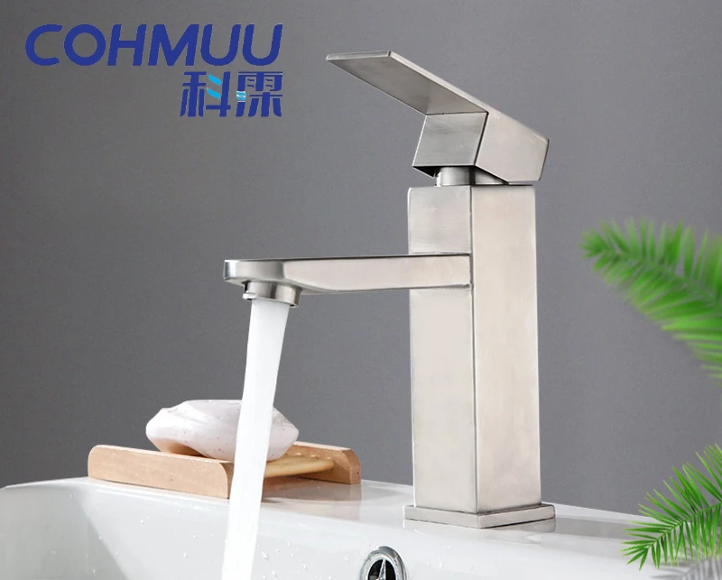 

Cohmuu Electroplated Stainless Steel Faucet Kitchen Bathroom Table Basin Sink Hot and Cold Mixing Valve Faucet
