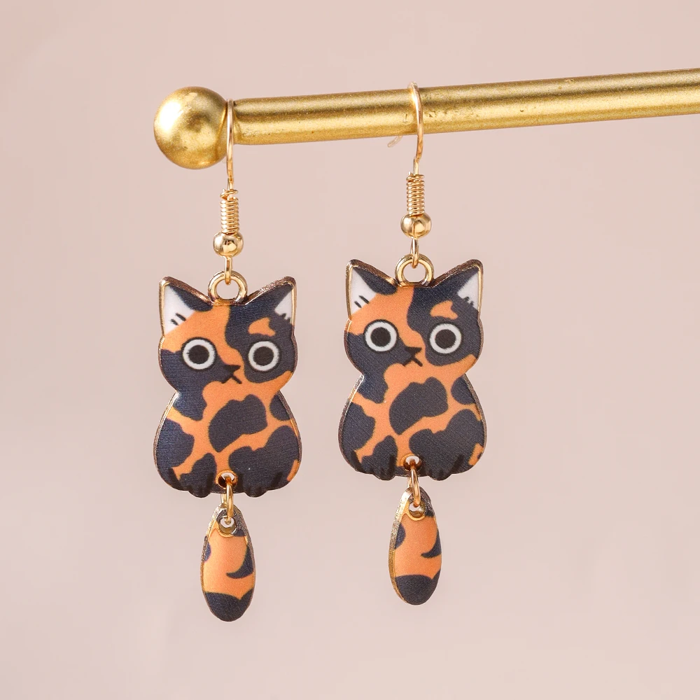 Aihua Niedliche Katzen-Ohrringe Emaille Welpen-Punkt-Katzen-Hängeohrringe für Frauen Mädchen Kinder Geburtstagsparty Schmuck Geschenke – Detail 7