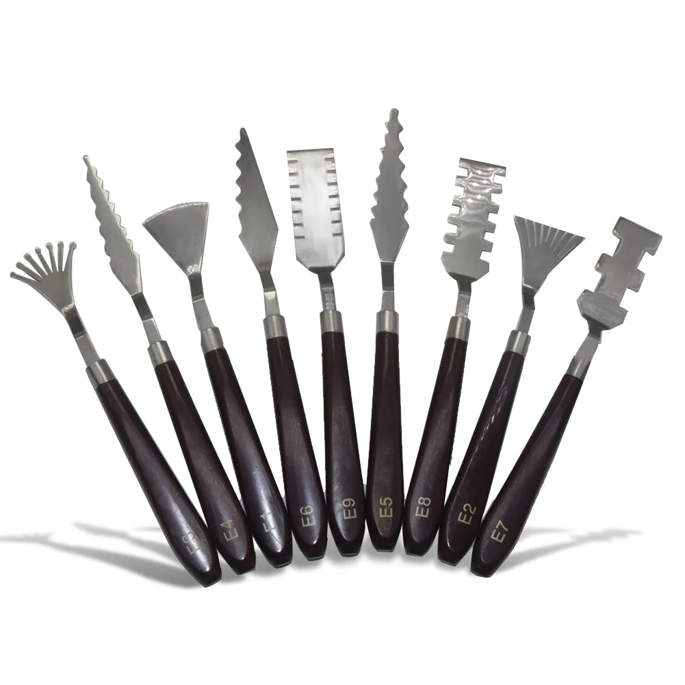 

9 Pcs Art Shaped Scraper Art Color Scraper Pigment And Oil Painting Water Powder Color Tooth Shaped Scraper Serrated Scraper