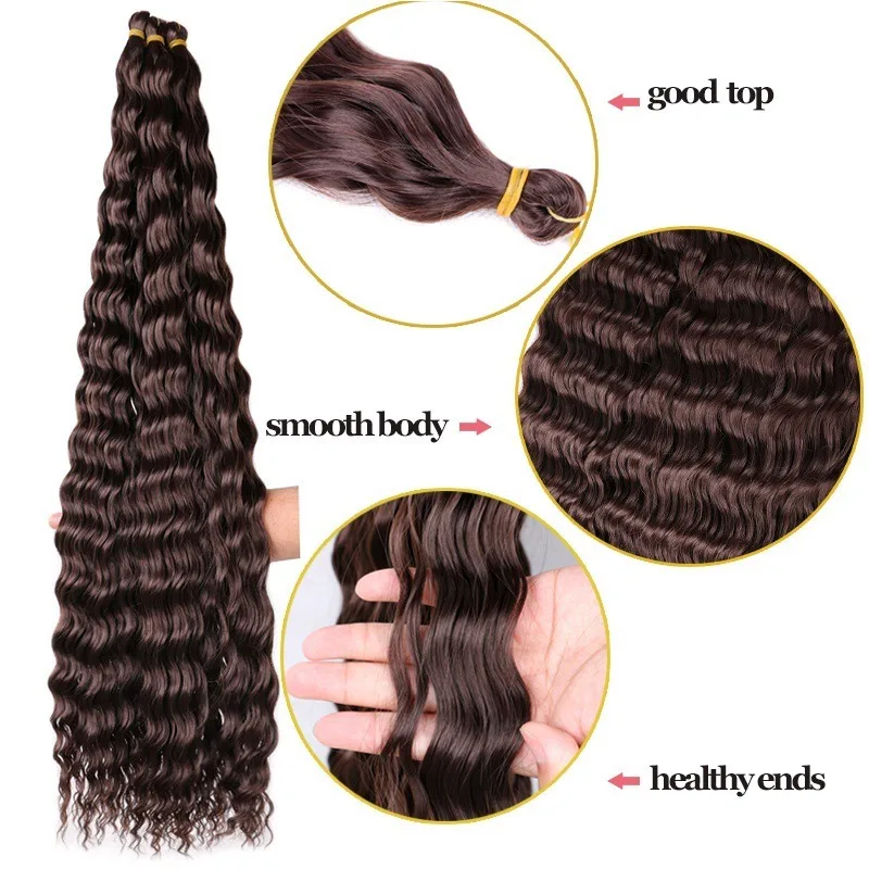 H&STAR 30Inch Synthetic Stretched Deep Wave Crochet Hair Yaki Ombre Braiding Hair High Temperature Fiber Extensions for Women