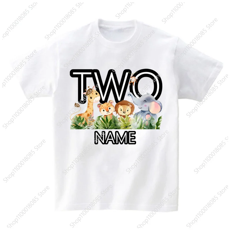 Kids 2 3 4 5 6 Animal Birthday Party Tshirt Matching Family Outfits Boy Shirt Party Girls TShirt Children Outfit Custom Name 4