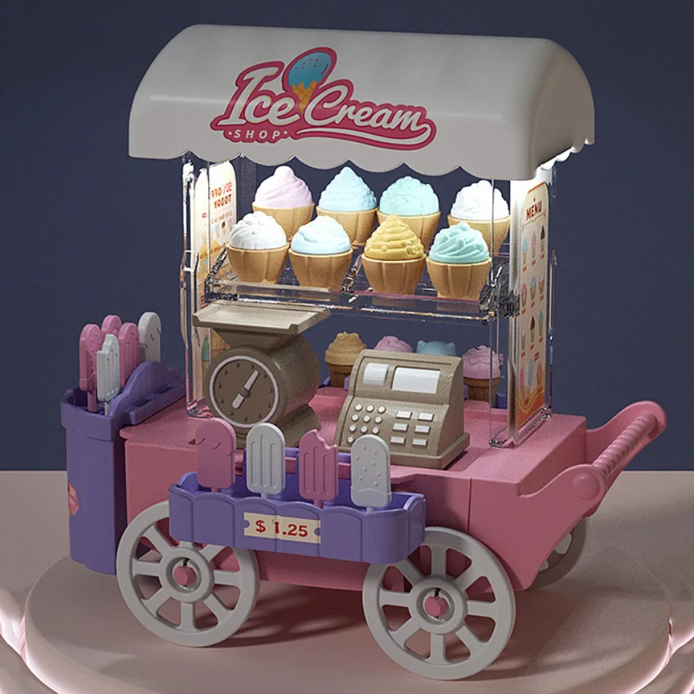 Dessert Stand Ice Cream Truck Toy Luminous DIY Mini Bread Truck Mini Colorful Children's Food Stand Truck Toy Pretend Play House 5