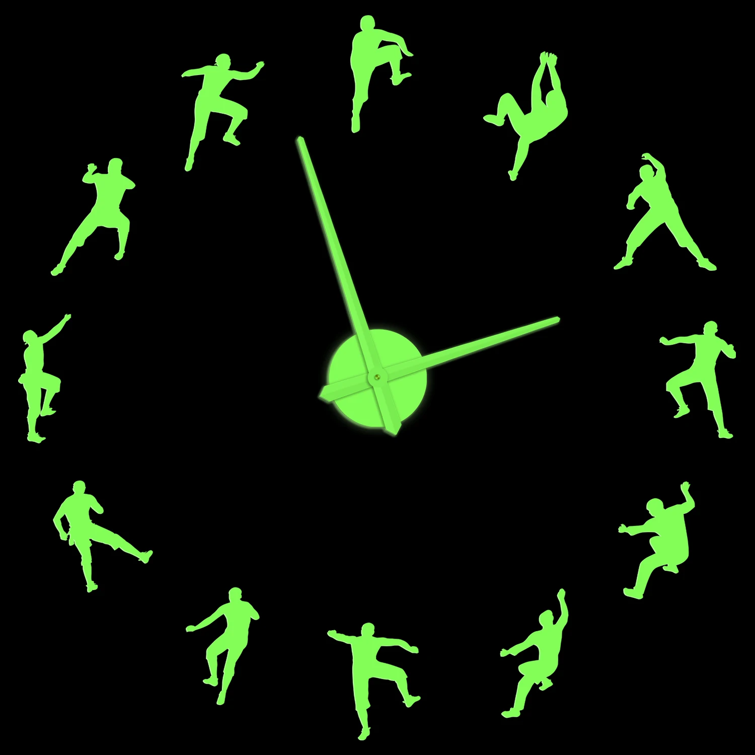 

Rock Climbing Glow in Dark Wall Clock Extreme Sports Mountain Bouldering Climber Living Room Decor DIY Non Ticking Large Watch